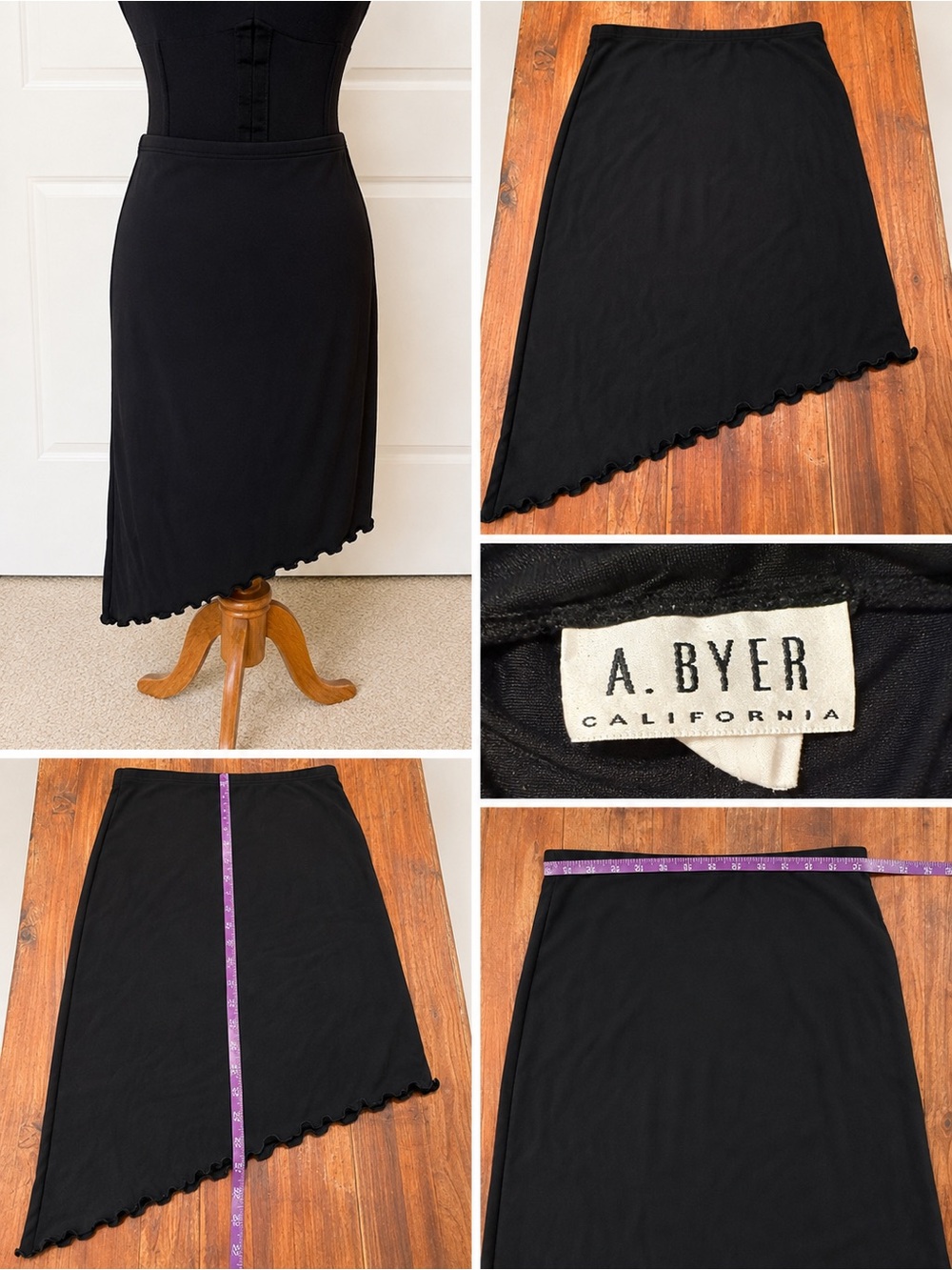 A. Byer Black Asymmetrical Scallop Hem Skirt